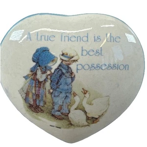 Holly Hobbie 1978 Heart Shaped Trinket Box Blue Girl Best Friend Best Possession - Picture 1 of 20
