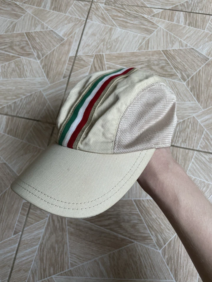 Rare Vintage Luxury Dolce Gabbana Beige Cap with Italy Stripes Size 58 Designer - Image 1 of 4