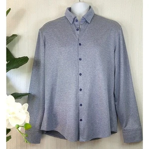 Stone Rose Button-Up Long Sleeve Shirt Stretch Blue Geometric Print-Men's Large - Picture 1 of 8