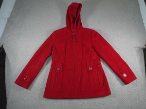 St John's Bay Coat Womens Medium Red Wool Cashmere Old Money Heavyweight Thick - Picture 1 of 11