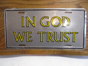 In God We Trust Metal License Plate Vintage NOS Novelty Tag Christian Auto Truck - Picture 1 of 2