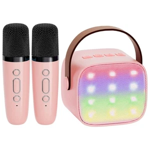 Mini Karaoke Machine for Kids & Adults Bluetooth Speaker with 2 Wireless Mic - Picture 1 of 16