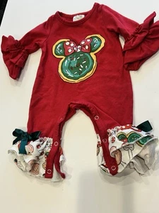 Minnie Mouse Weihnachten Urlaub Boutique Mädchen Outfit Schleifen Rüschen Donut 3-6 M - Bild 1 von 7