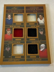 2023 Leaf In The Game Used 6-Patch Card Messier Howe Yzerman Oates Belfour #4/7 - Picture 1 of 2