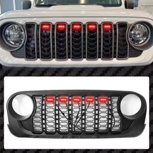 Front Grill Bumper Mesh With Led For Jeep Wrangler JK 2007-2017 upgrade to 2024 - Picture 1 of 5