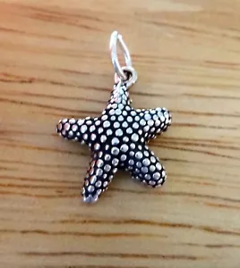Sterling Silver 3D small 16x13mm Starfish textured Seashell Shell Beach Charm - Picture 1 of 5