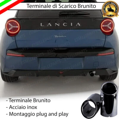 TERMINALE SCARICO NERO BRUNITO LUCIDO ACCIAIO INOX PER LANCIA YPSILON MK3 TONDO - Immagine 1 di 4
