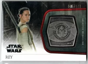 STAR WARS 2015 THE FORCE AWAKENS SERIES 1 SILVER MEDALLION M-20 REY 096/179 - Picture 1 of 2