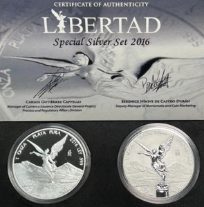 2016 Mexico Special Silver Set Proof & Reverse Proof Libertad w/OGP & COA - Picture 1 of 8