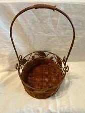 Fall Acorn Basket whicker and metal 11.5" Tall