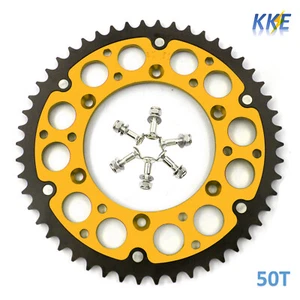 50T Rear Hybrid Sprocket Fit Suzuki RM125 RM250 DRZ400E/S/SM RMZ250 RMZ450 Gold - Picture 1 of 7