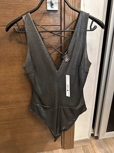 Aqua Bodysuit Black Silver Metallic - Picture 1 of 3