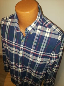 (XL) Camicia Tucker Uomo Vineyard Vines Flanella Blu Grigio Plaid Logo Balena 2XL? - Foto 1 di 6