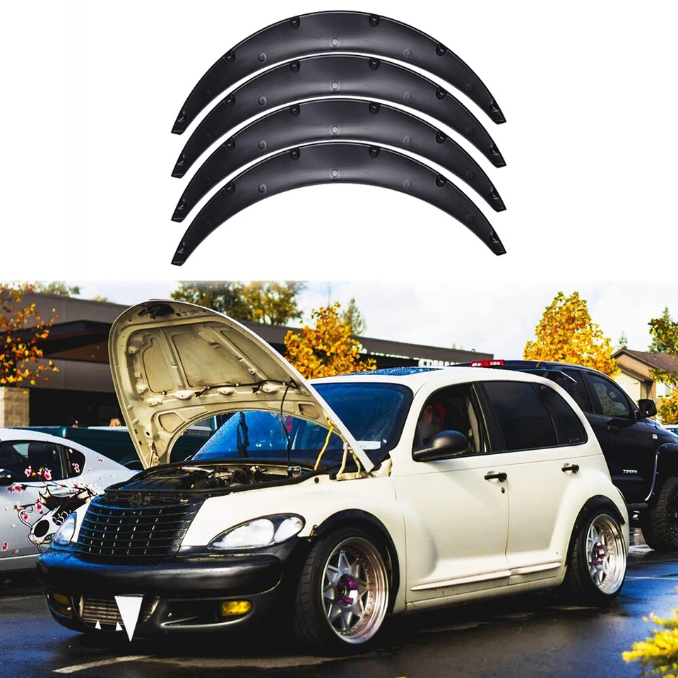 适用于克莱斯勒 PT Cruiser 3.5 英寸挡泥板耀斑柔性轮拱车身套件黑色 — 第 1/4 张图片