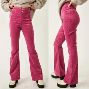We The Free Jayde Cord High Rise Flare Pant in Pink Size 28 NEW - Picture 1 of 7