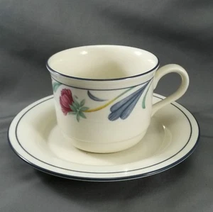 Lenox Mohnblumen auf blau Tasse und Untertasse blau und rosa Blumen 8 Unzen Chinastein - Bild 1 von 5