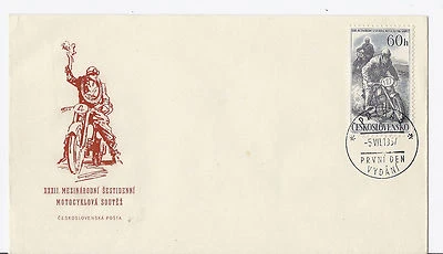 1957 Czechoslovakia SC 815, 32nd International Motorcycle Races FDC - Image 1 of 2