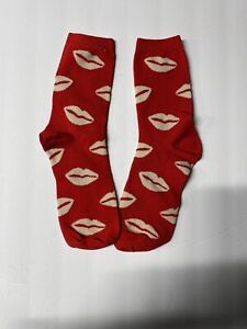 Red Valentine's Day Socks Women Girls Cream Lips Socks Soft Mid Calf