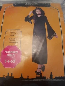 GIRLS MIDNIGHT PRINCESS BLACK HOODED DRESS GOTHIC VAMPIRESS VAMPIRE SIZE 4-6X S - Picture 1 of 3
