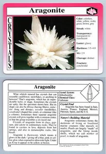 Aragonite #5.5 - Crystals - Treasures Of The Earth Grolier Card - Picture 1 of 1