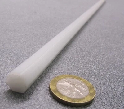 Varilla hexagonal de tinte blanco acetal Delrin 3/8" (.375") hexagonal x 48" de longitud Foto 1 de 4
