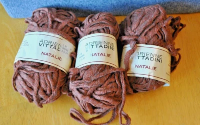 3 madejas Adrienne Vittadini Natalie rojo marrón hilo hecho en Italia 95% lana 5% Nyl Foto 1 de 3