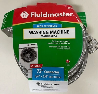 Manguera para lavadora de alta eficiencia de acero inoxidable Fluidmaster 3/4"x 6' Foto 1 de 2