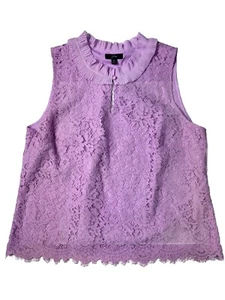 J. Crew Lilac Purple Ruffled Neck Lace Overlay Sleeveless Top Sz XL NEW - Picture 1 of 9