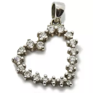 Hermoso colgante de corazón de circonio cúbico de plata esterlina - Imagen 1 de 8
