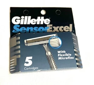 Paquete de 5 cartuchos de cuchillas de afeitar Gillette Sensor Excel clásicos vintage - Imagen 1 de 3