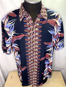 Camisa De Colección Kamehameha Hawaiana Azul Rayón XL Pájaros del Paraíso Floral Lei - Imagen 1 de 15