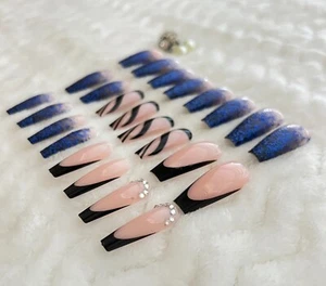 Press On Nails Ombre Long Coffin Gift - Picture 1 of 6