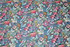 FLOWERS AND FEATHERS IN BLUE AND RED BY JOAN KESSLER - 100% COTTON FABRIC