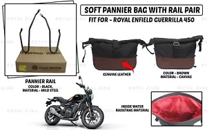 Para Royal Enfield Guerrilla "450 alforjas suaves marrones con par de rieles" - Imagen 1 de 16