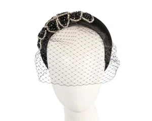 Black Max Alexander fascinator headband face veil Made in Australia - Picture 1 of 5