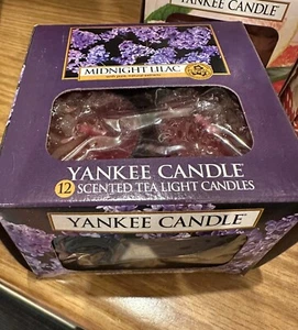 YANKEE CANDLE Midnight Lilac BOX OF 12 TEA LIGHTS HTF SCENT - Picture 1 of 1