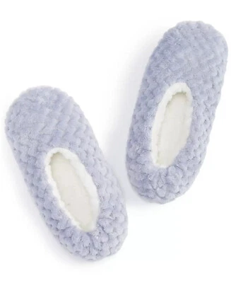 Womens Slipper Socks Faux Fur w/Grippers Blue Size S/M CHARTER CLUB $12 - NWT