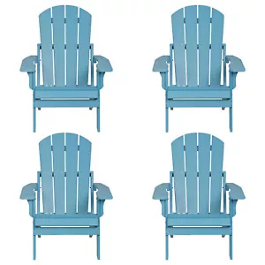 Set of 4 Outdoor Patio Adirondack Chairs Folding Lawn Chairs Weather Resistant - Picture 1 of 23