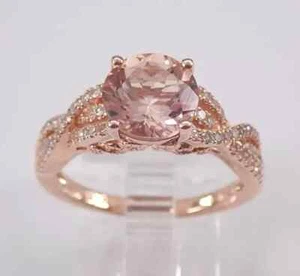 Round Cut 2Ct Lab Created Morganite Women Engagement Ring 14K Rose Gold Plated - Picture 1 of 9