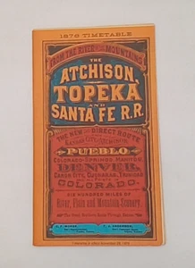 The Atchison, Topeka and Santa Fe R. R. 1876 Timetable Reprint () - Picture 1 of 3