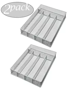 Bandeja de cubiertos de malla plateada Ybm para el hogar de 5 partes 12,5 pulgadas Paquete de 2 L x 9,25 In W x 2 In H - Imagen 1 de 1