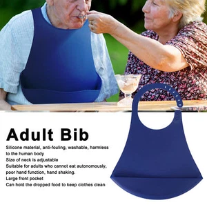 Adult Clothing Protector Catch Crumbs and Spills Waterproof Washable Adult Bib - Picture 1 of 12