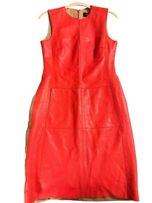 Derek Lam Leather Dress Lined In 100% Silk Has Pockets Gorgeous Size 4 - Image 1 of 4