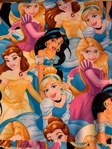 Disney Princess Scrap 9"x21" Cotton Fabric Belle Jasmine Cinderella Rapunzel - Picture 1 of 2