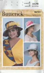 Butterick Sewing Pattern B6741 Two Styles of Broad Brim Hats With Flowers & Bow - Picture 1 of 2