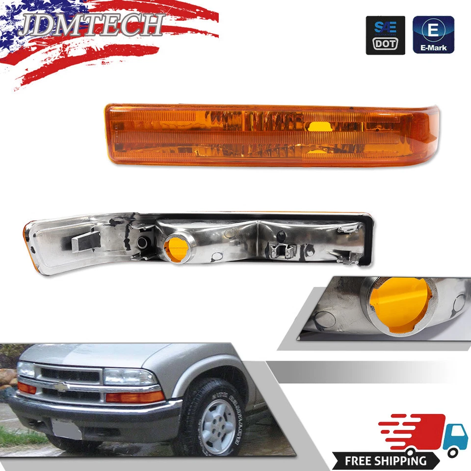 Turn Signal Light Set For 1998-2004 Chevrolet S10 GMC Sonoma Jimmy Blazer Front - Image 1 of 4