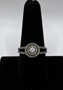 PANDORA Sterlingsilber runder Doppel Halo Kristall 925 Ale Marke Ringgröße 9,5 - Bild 1 von 5