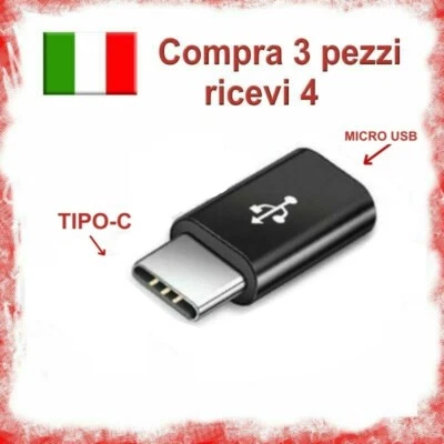 Adattatore Adapter da Micro USB a Tipo C Type C per Samsung Huawei Xiaomi nero - Immagine 1 di 2