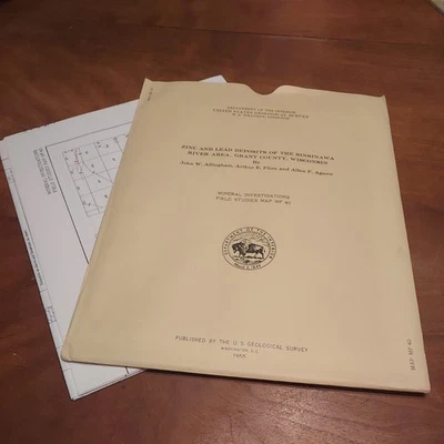 Карта геологической службы США 1955 г., Grant Co, Висконсин, цинк и свинец, район реки Синсинава  - Изображение 1 из 4
