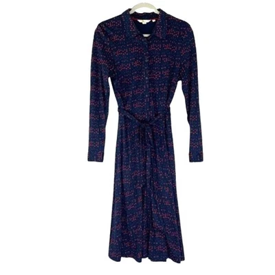 Boden blue w red polka dots button down waist tie size 8R, collared - Image 1 of 4